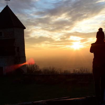 Coucher de soleil au château de Chevreaux